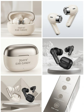 7DAYS Ear Candy TWS Earbuds – Hi-Fi Bluetooth 5.4 Earphones with Premium Case