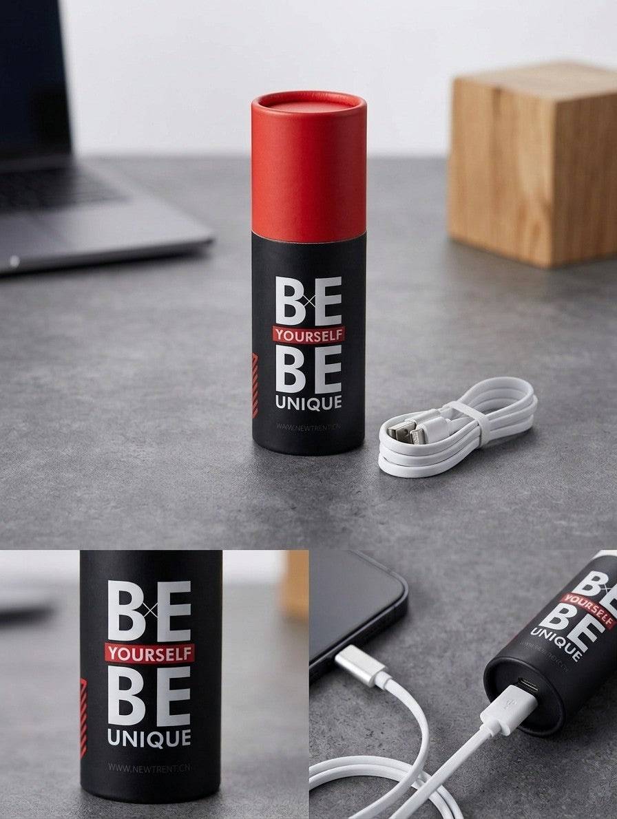 BE YOURSELF BE UNIQUE Portable Power Bank – Stylish Mini Cylinder Charger