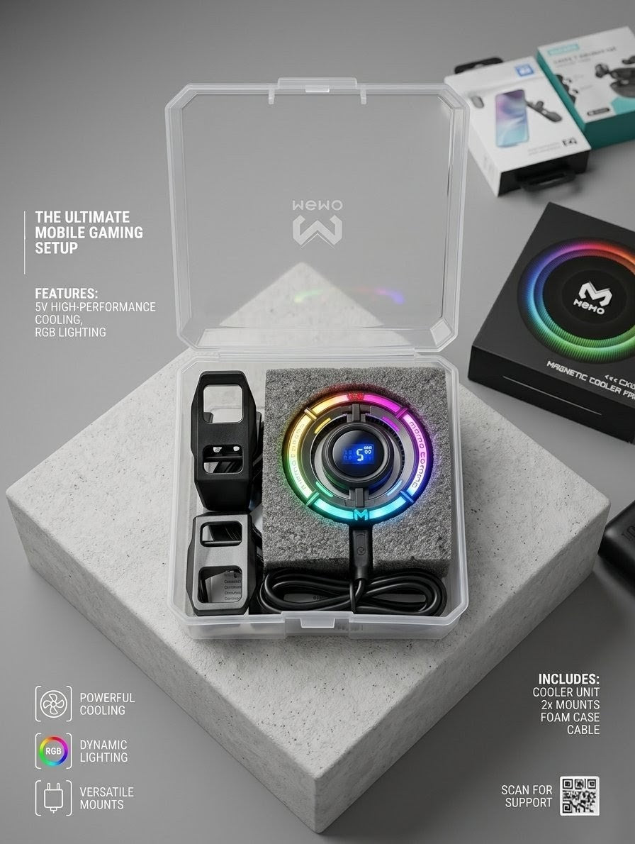 Magnetic RGB Phone Cooler Fan – Semiconductor Gaming Cooling System