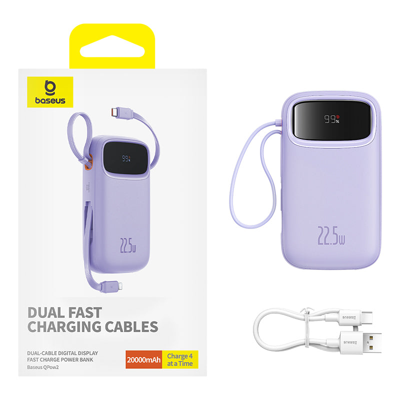 Baseus Qpow2 Dual-Cable Digital Display Fast Charge Power Bank 20000mAh 22.5W
