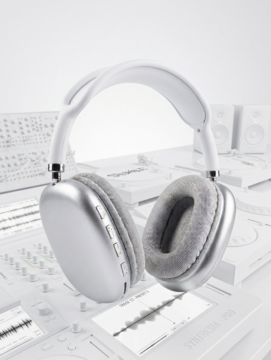 Premium Wireless Over-Ear Headphones – Sleek Silver Edition