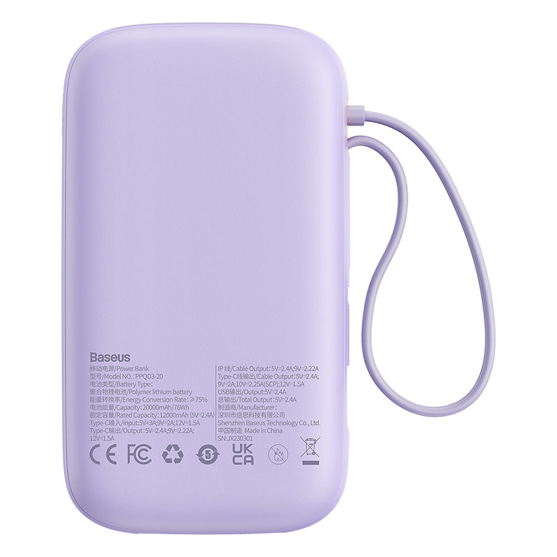 Baseus Qpow2 Dual-Cable Digital Display Fast Charge Power Bank 20000mAh 22.5W