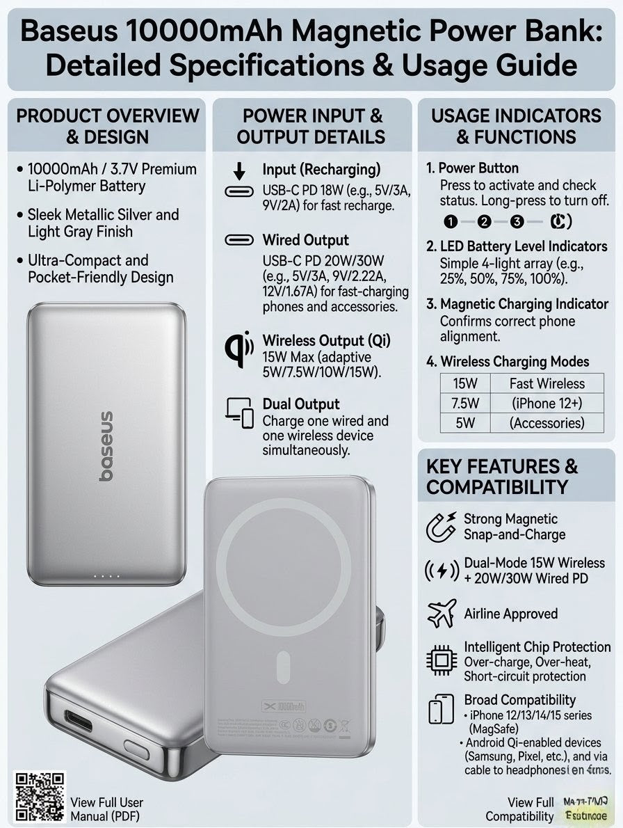 Baseus 10000mAh Magnetic Wireless Power Bank ⚡🔋